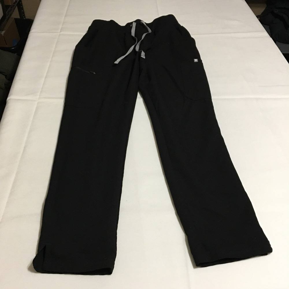 Figs Yola Scrub Pants Women Medium Petite Black High Waisted Straight Leg